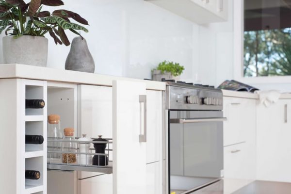 Spice Rack in white kitchen