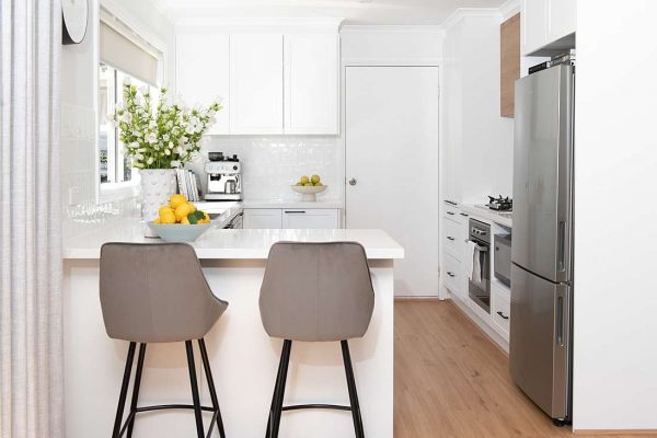 Shaker cabinetry with laminate benchtops