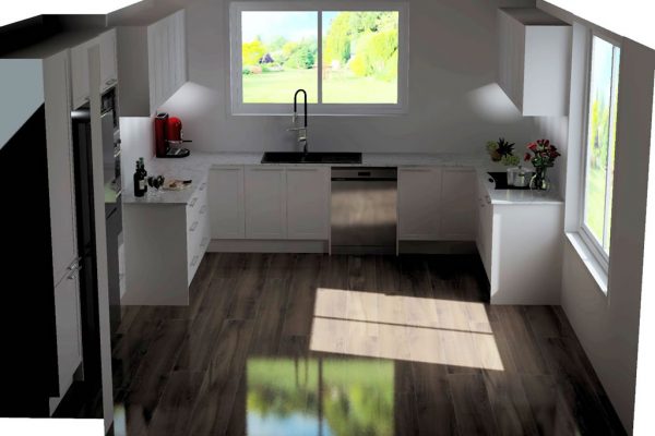 3D u shaped kitchen design